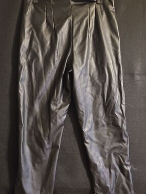 Women's Black Faux Leather High-Rise Tapered Pants